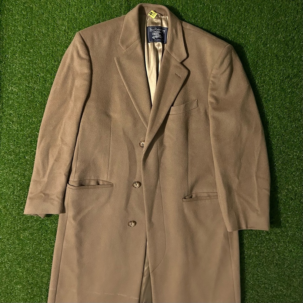 Mens Vintage Burberrys Cashmere Overcoat Trench Coat Jacket Peacoat Size Large